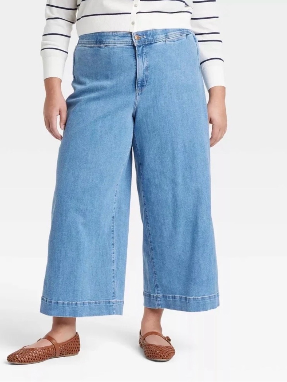 New Ava & Viv Women's Adorable Wide Leg Denim Jeans Cropped Sz 22 Plus size